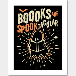 Books Are Spooktacular Teacher Halloween Ghost Book Lover Posters and Art